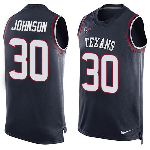 Nike Texans #30 Kevin Johnson Navy Blue Team Color Men's Stitched NFL Limited Tank Top Jersey